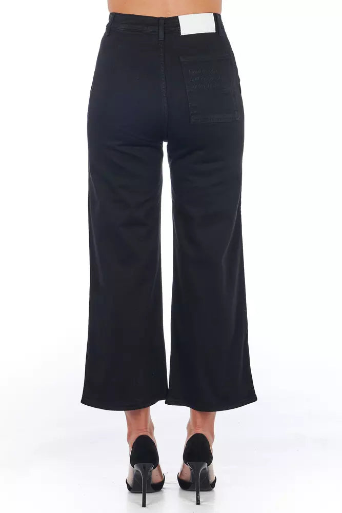 Frankie Morello Women's Black Cotton Cropped Trousers