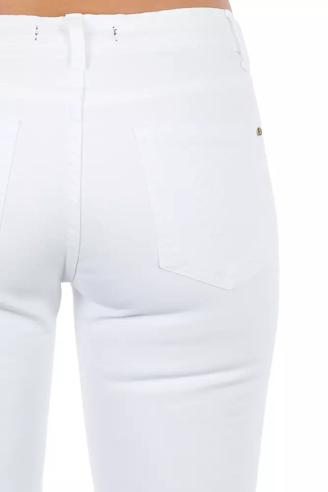 Frankie Morello Weiße Damenjeans aus Baumwolle