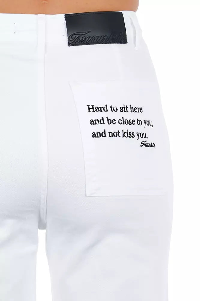 Frankie Morello Weiße Baumwoll-Cropped-Hose für Damen