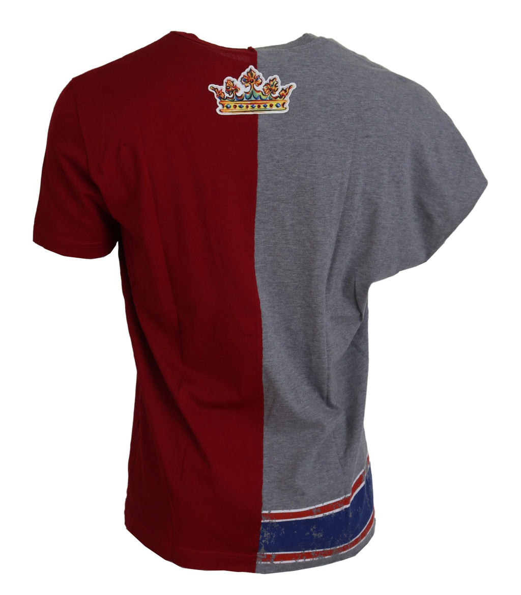 Dolce & Gabbana Rot Grau Zwei Modell DG Angel T-Shirt mit Rundhalsausschnitt
