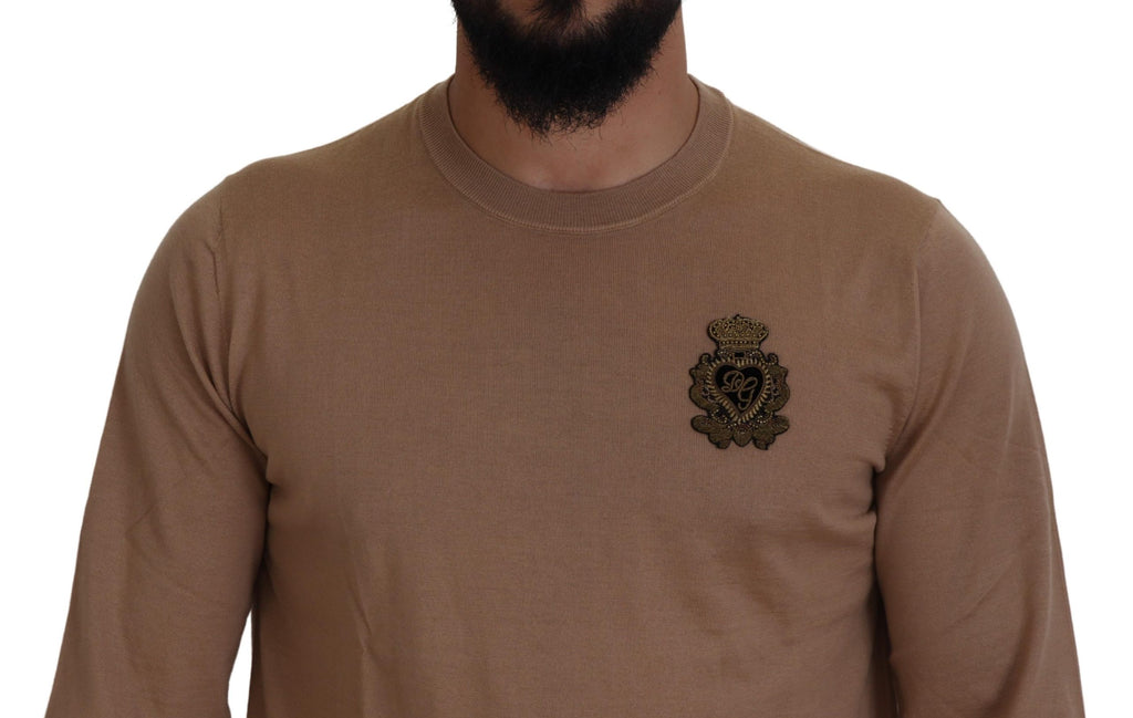 Dolce & Gabbana Beigefarbener Kaschmir-Kronen-Logo-Pullover