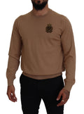 Dolce & Gabbana Beigefarbener Kaschmir-Kronen-Logo-Pullover