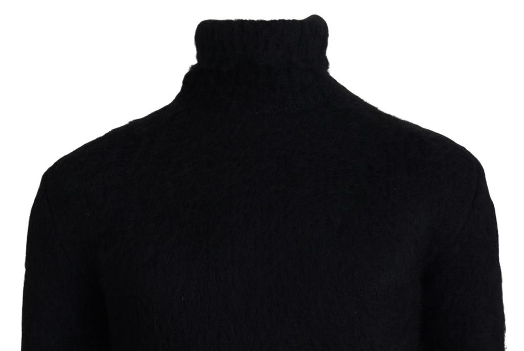 Dolce & Gabbana Black and Gold Mohair Roll-Neck Men's Jumper