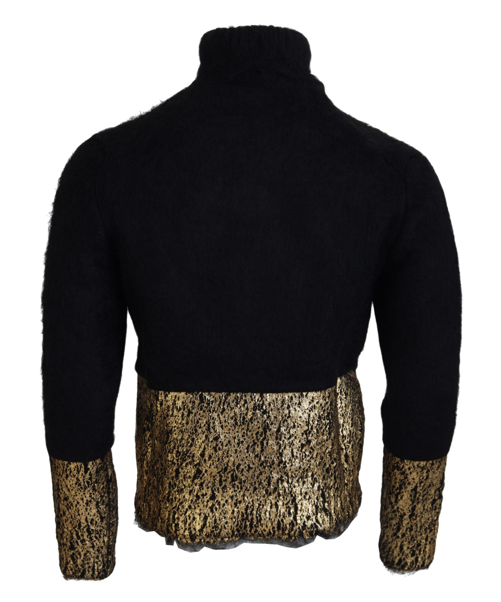 Dolce & Gabbana Black and Gold Mohair Roll-Neck Men's Jumper