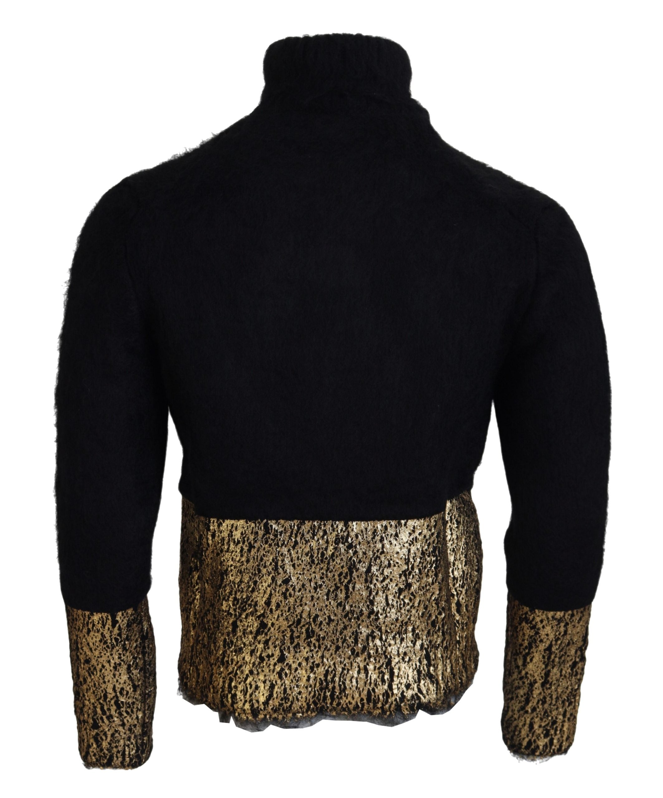 Dolce & Gabbana Black and Gold Mohair Roll-Neck Men's Jumper