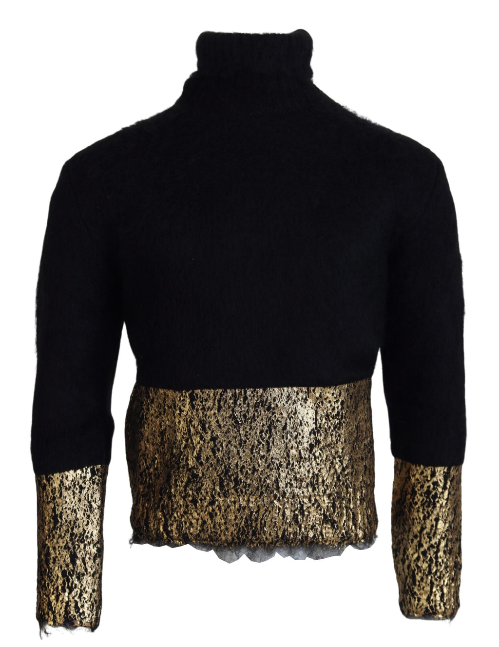 Dolce & Gabbana Black and Gold Mohair Roll-Neck Men's Jumper