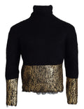 Dolce & Gabbana Black and Gold Mohair Roll-Neck Men's Jumper