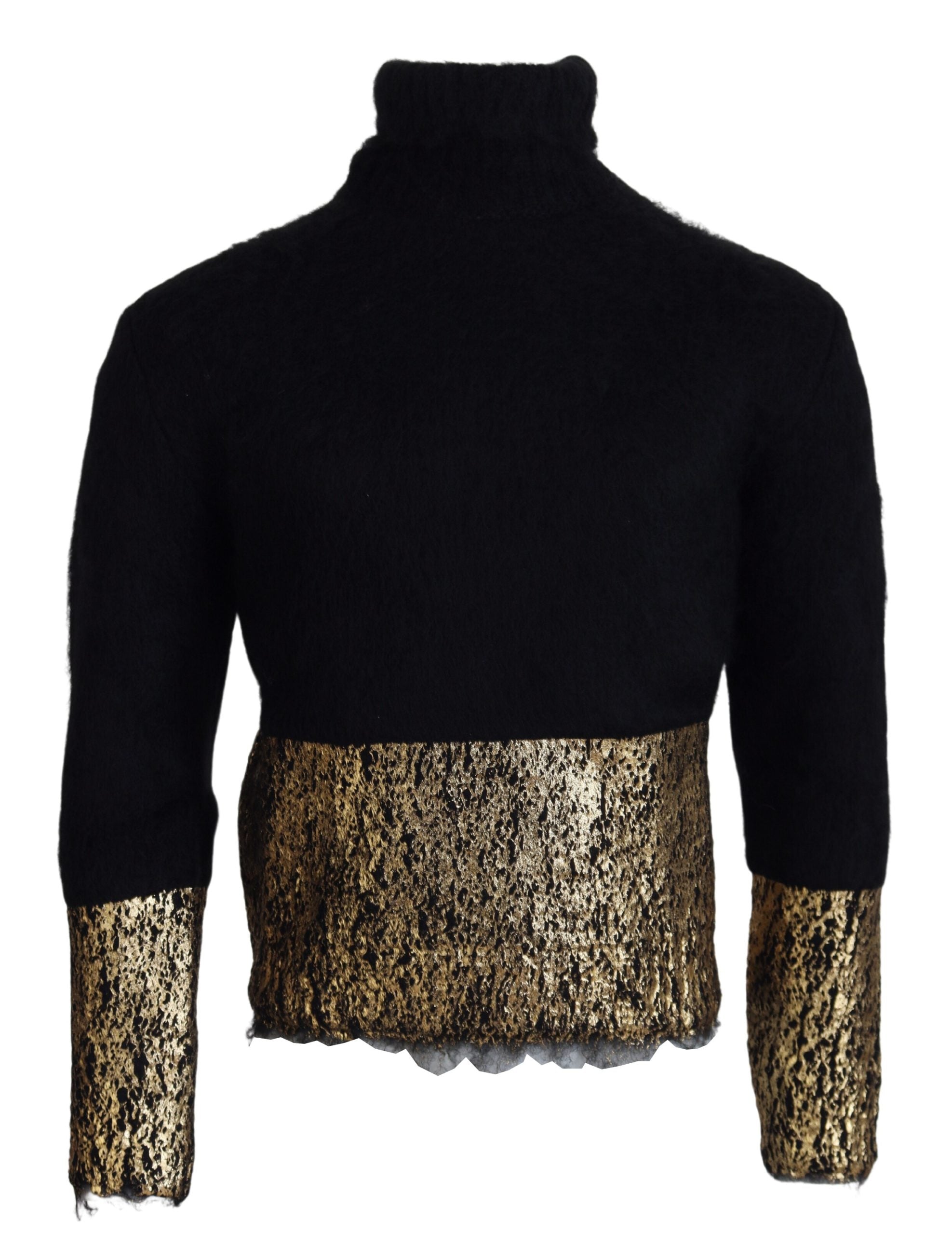 Dolce & Gabbana Black and Gold Mohair Roll-Neck Men's Jumper