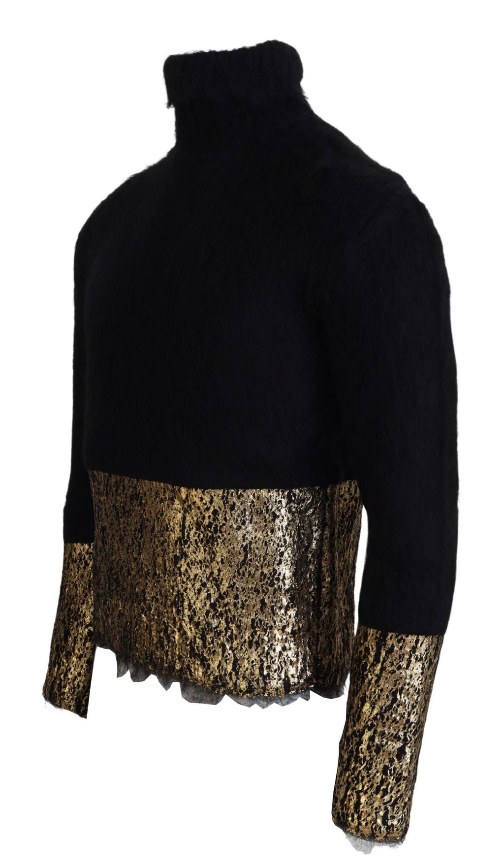 Dolce & Gabbana Black and Gold Mohair Roll-Neck Men's Jumper