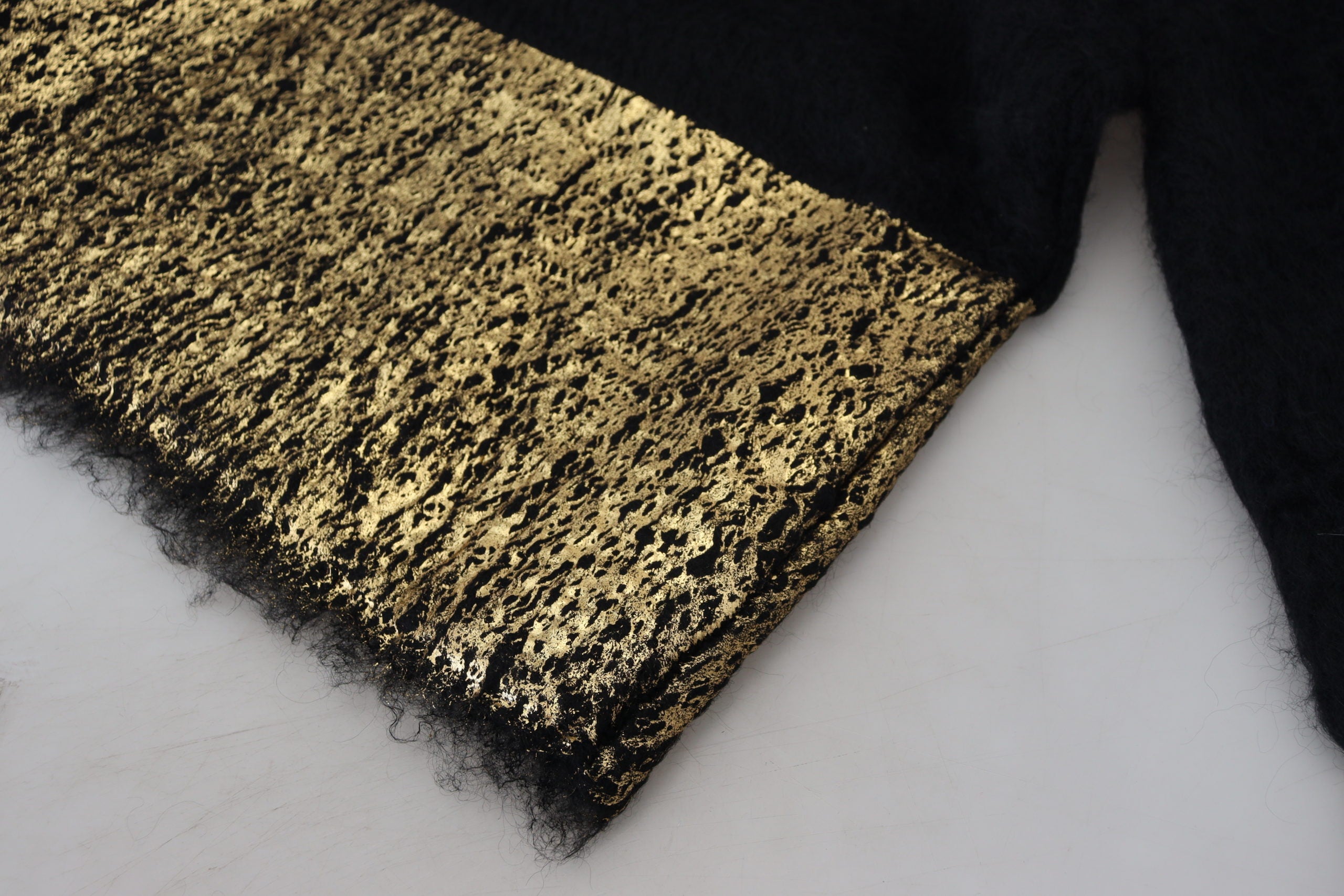 Dolce & Gabbana Black and Gold Mohair Roll-Neck Men's Jumper