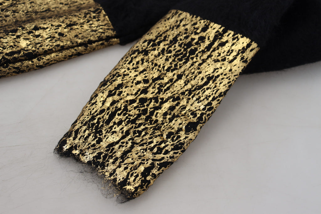 Dolce & Gabbana Black and Gold Mohair Roll-Neck Men's Jumper