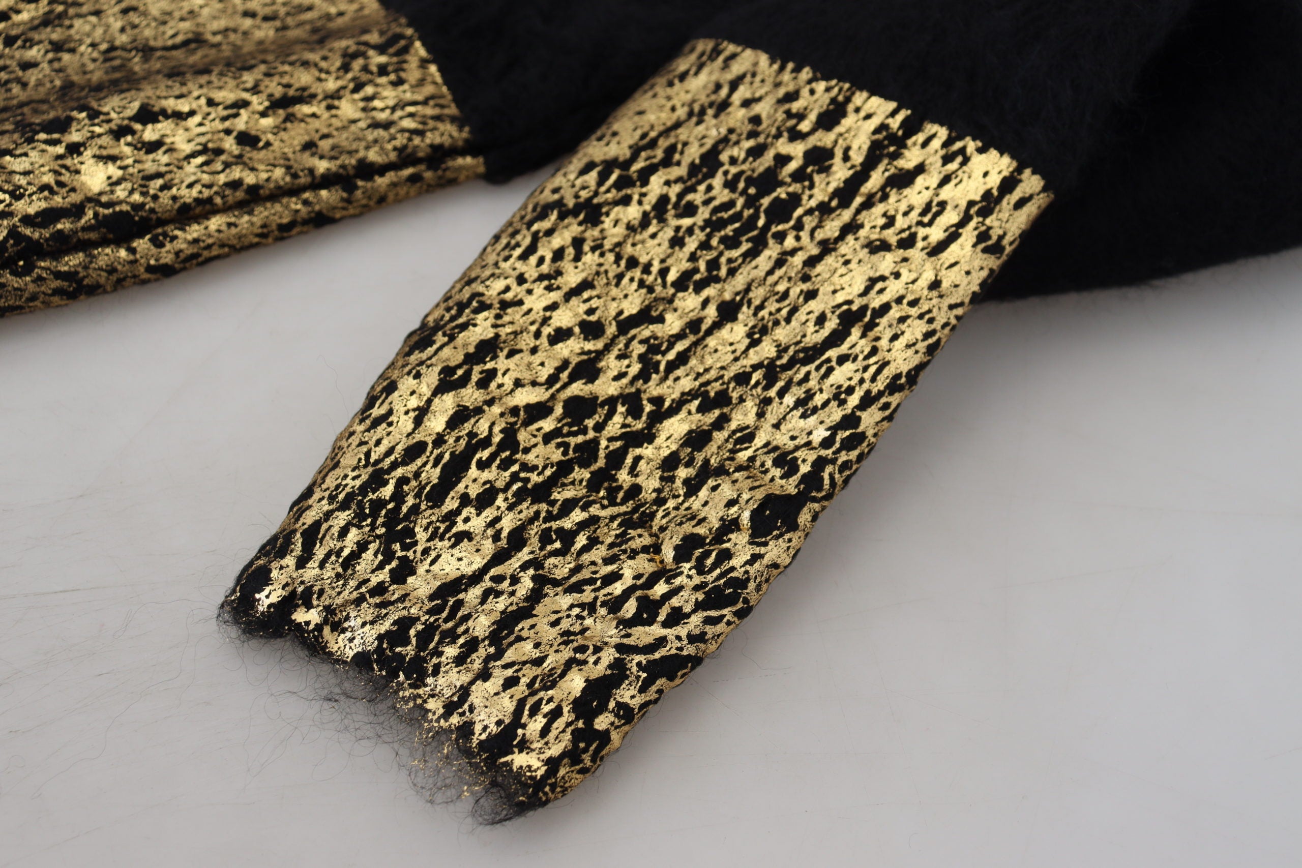 Dolce & Gabbana Black and Gold Mohair Roll-Neck Men's Jumper