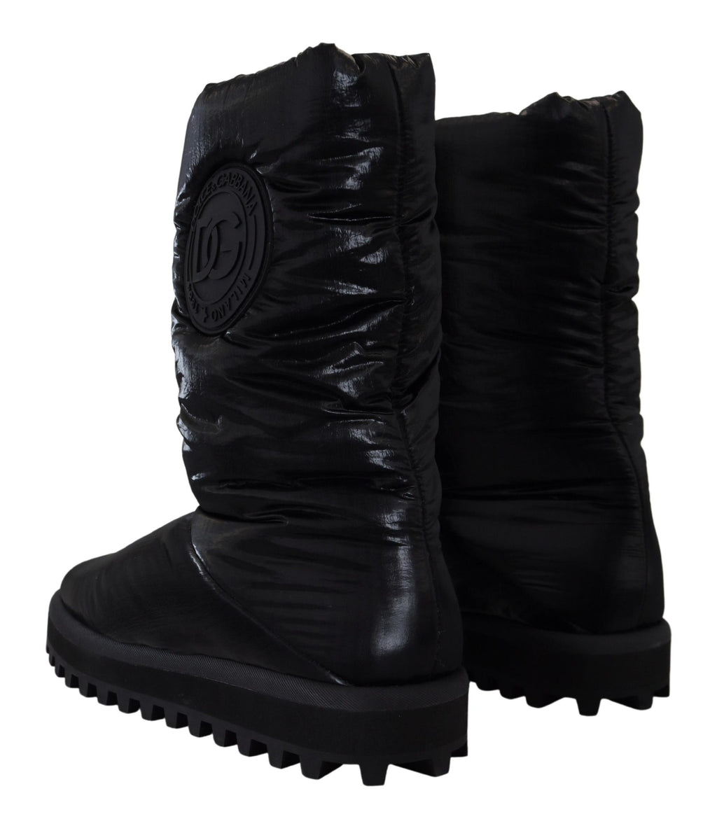 Dolce & Gabbana Schwarze Stiefel Gepolsterte Mittlere Wade Winterschuhe