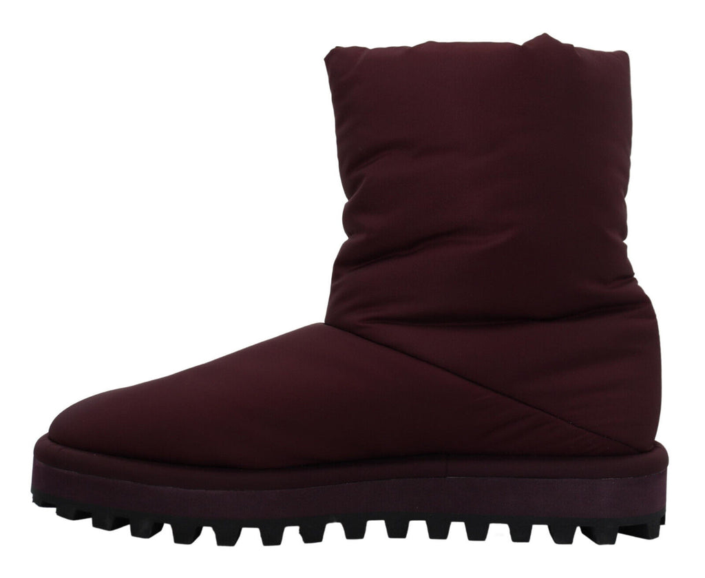 Dolce & Gabbana Bordeaux Nylon Boots Padded Ankle Boots