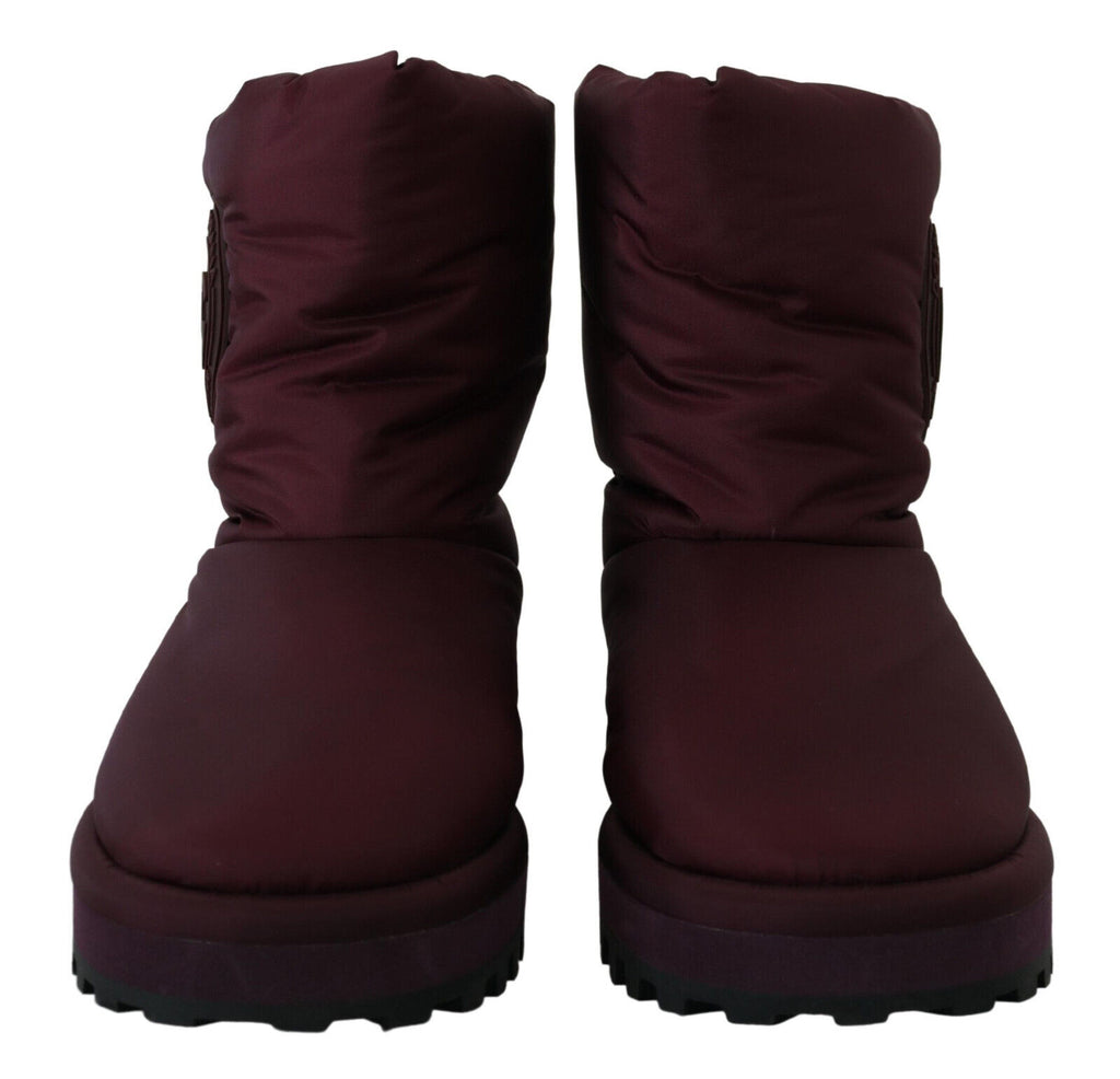 Dolce & Gabbana Bordeaux Nylon Boots Padded Ankle Boots