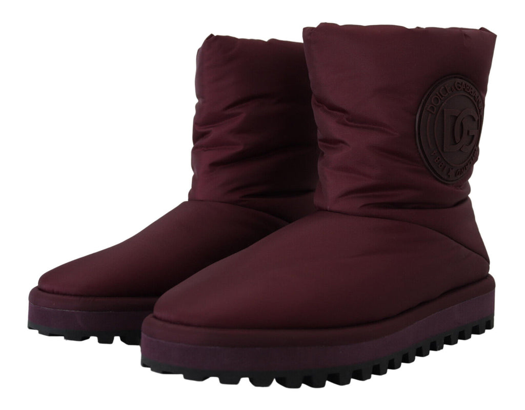 Dolce & Gabbana Bordeaux Nylon Boots Padded Ankle Boots