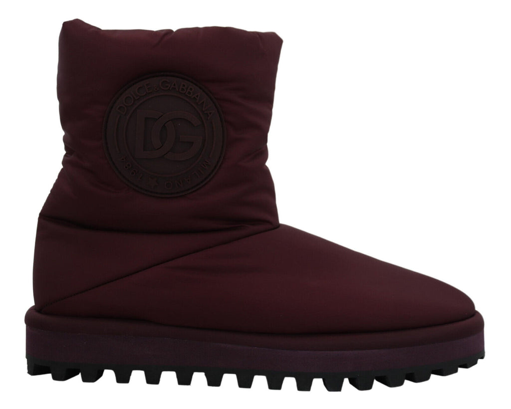 Dolce & Gabbana Bordeaux Nylon Boots Padded Ankle Boots