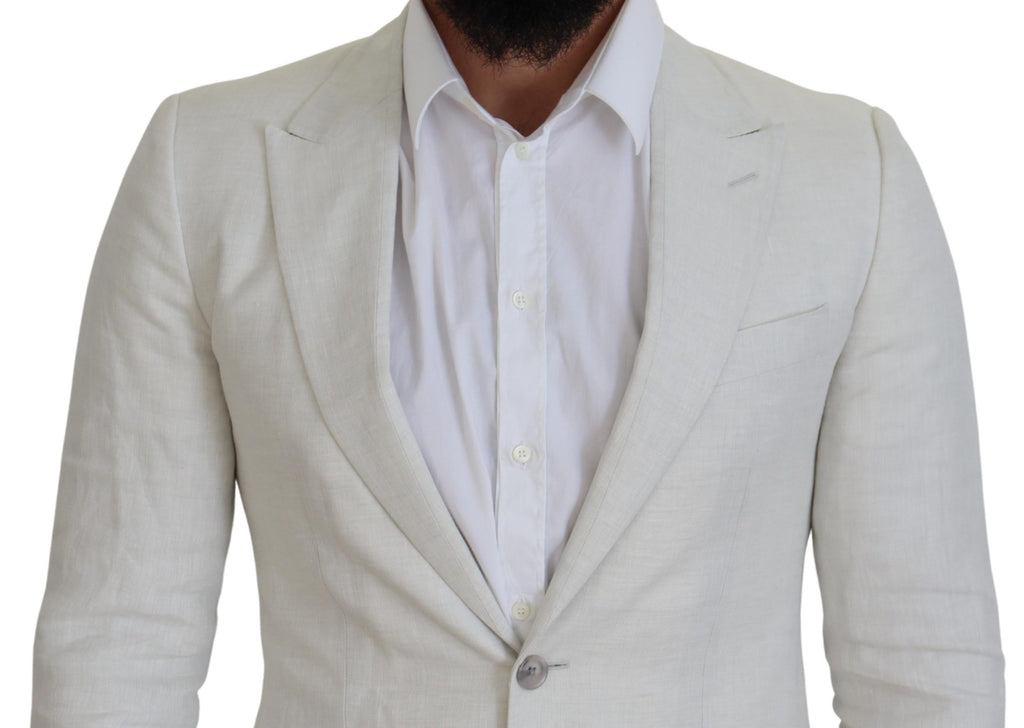 Dolce & Gabbana Weißes Leinen Slim Fit Jacke Blazer