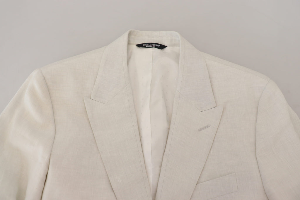 Dolce & Gabbana Weißes Leinen Slim Fit Jacke Blazer