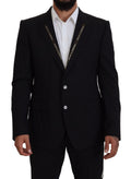 Dolce & Gabbana Schwarze Wolle Stretch Slim Fit Jacke Blazer