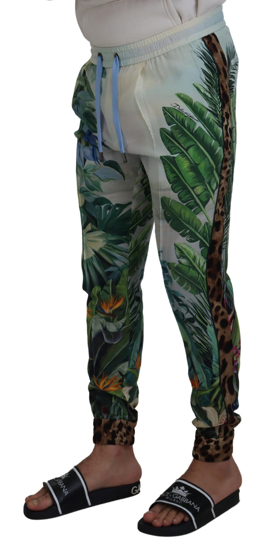 Dolce & Gabbana Weiße Jogginghose mit Blumenmuster für Männer