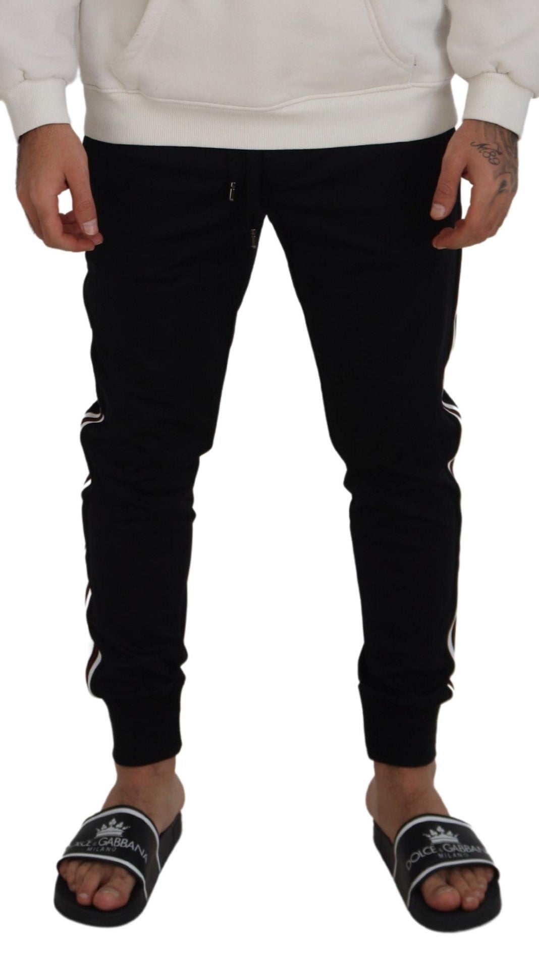 Dolce & Gabbana Black DG Print Men's Jogger Trousers