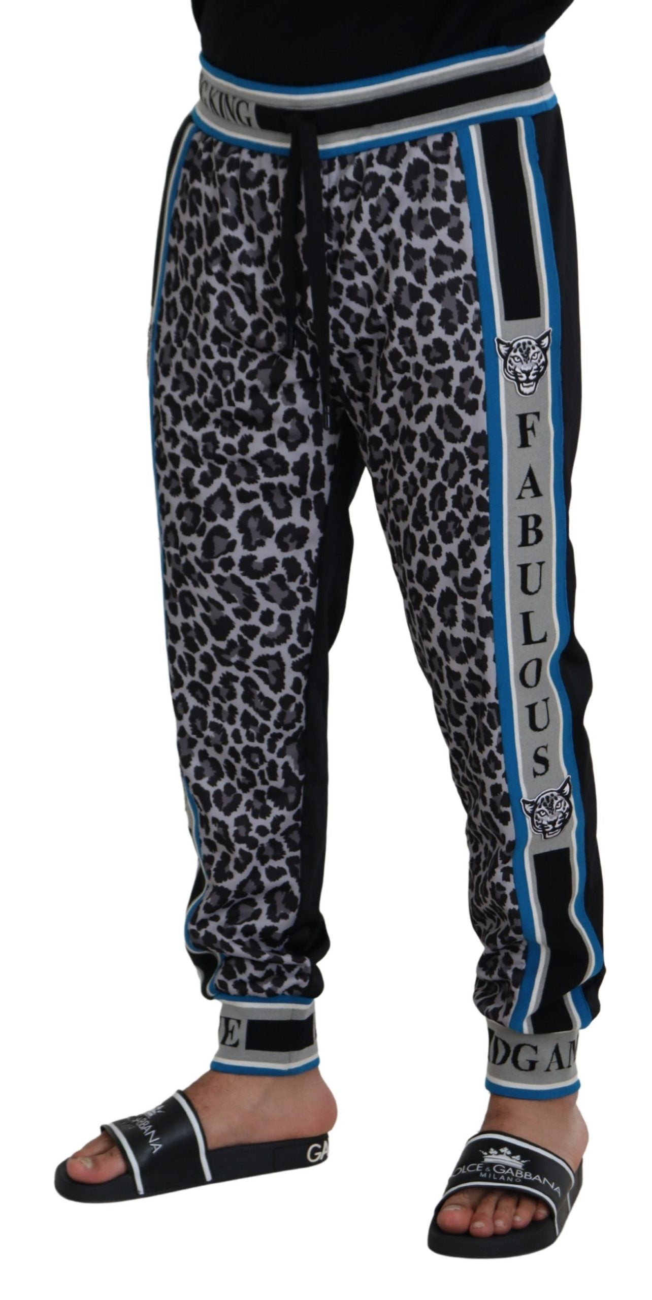 Dolce & Gabbana Mehrfarbige DG King Jogger-Hose mit Leopardenmuster