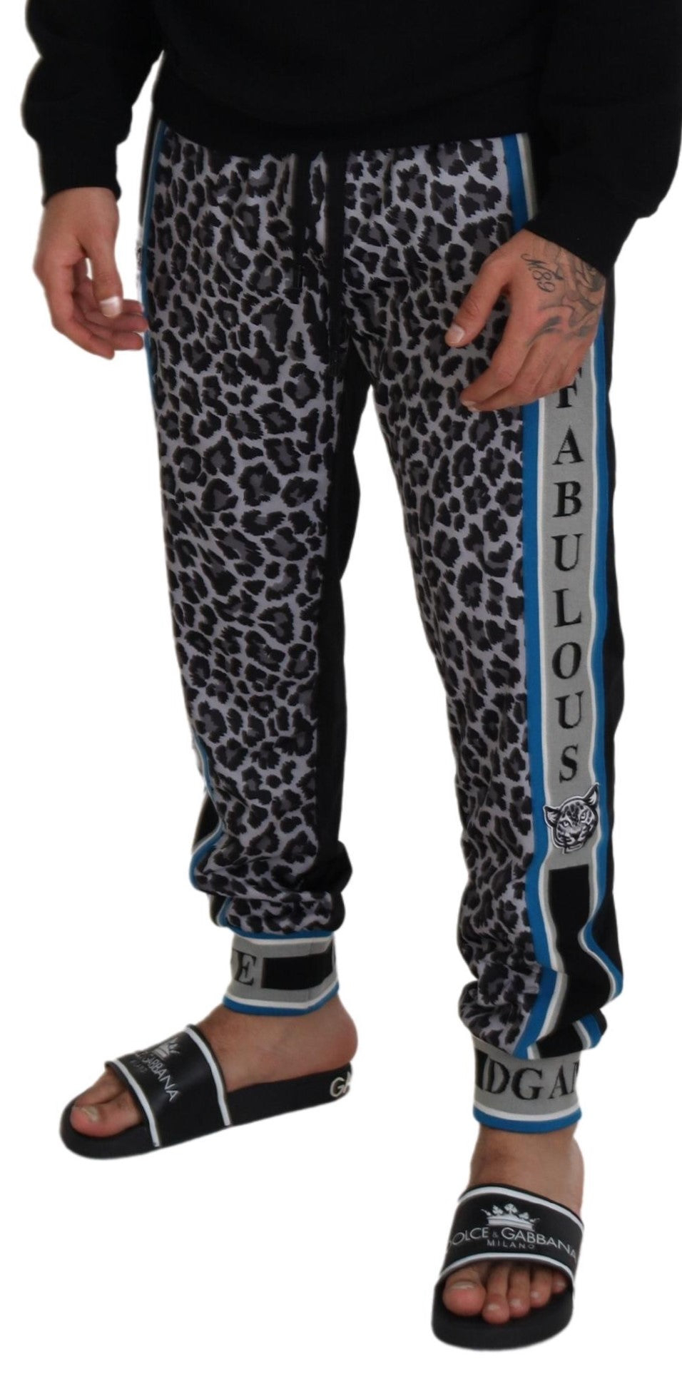 Dolce & Gabbana Mehrfarbige DG King Jogger-Hose mit Leopardenmuster