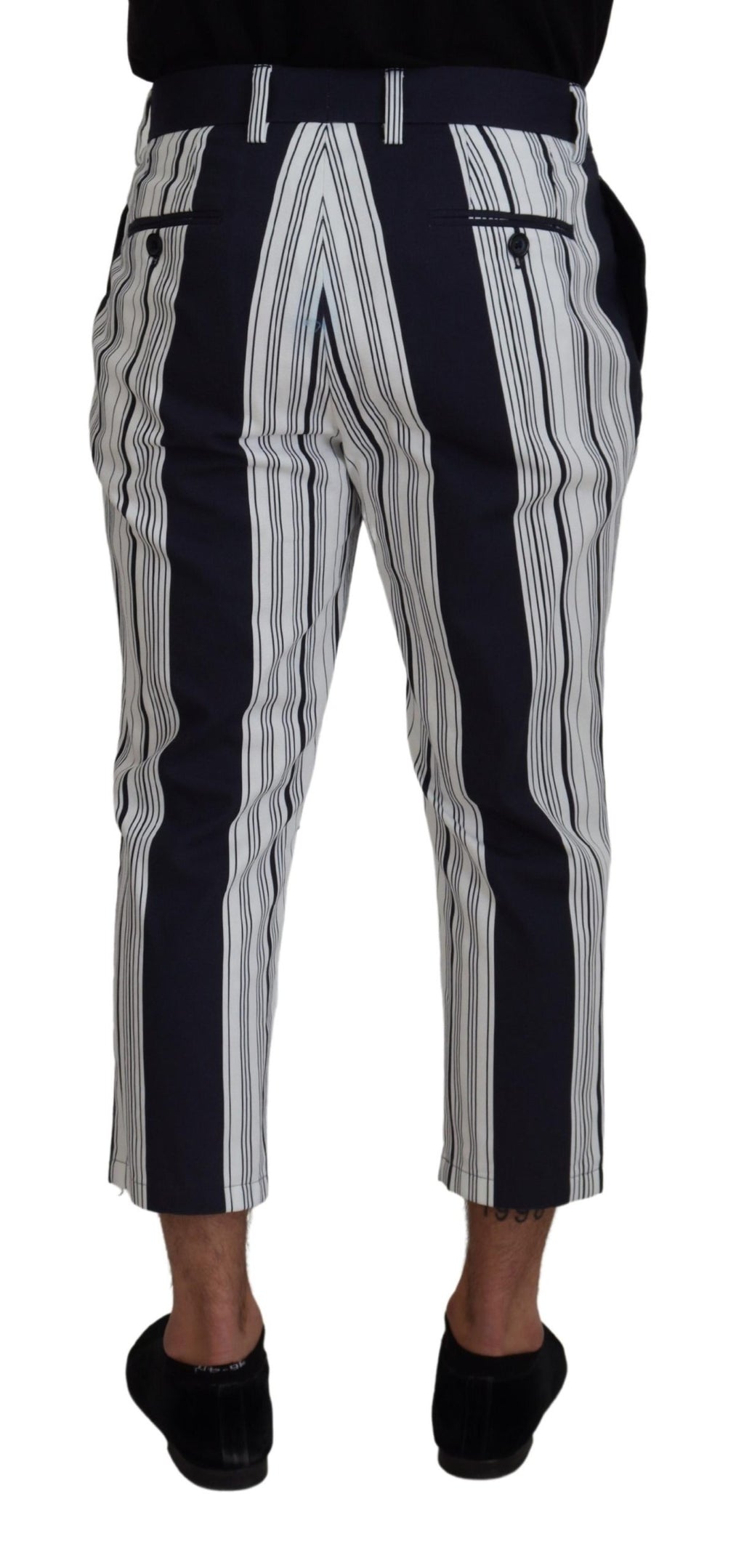 Dolce & Gabbana Weiß gestreifte Cropped Pants aus Baumwolle