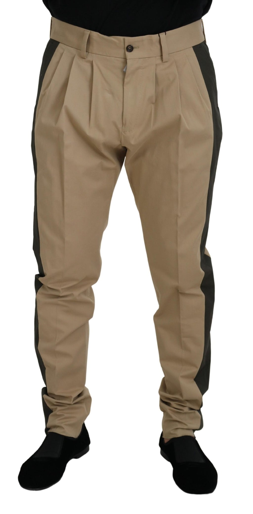 Dolce & Gabbana Braun Schwarz Baumwolle Chino Männer Hosen