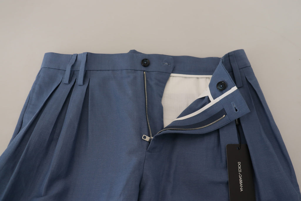 Dolce & Gabbana Blaue Leinen Chino Herren Formal Hosen