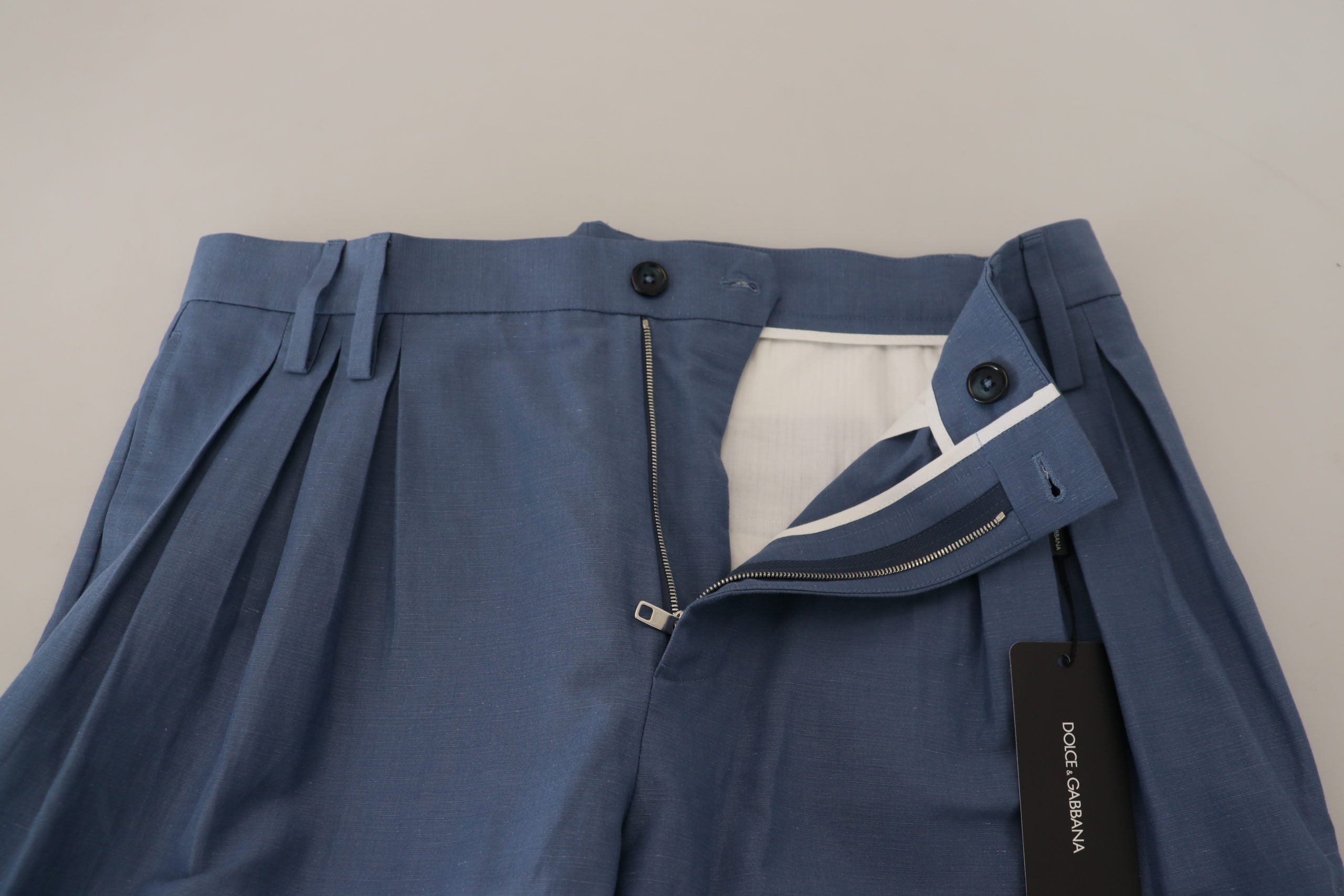 Dolce & Gabbana Blaue Leinen Chino Herren Formal Hosen