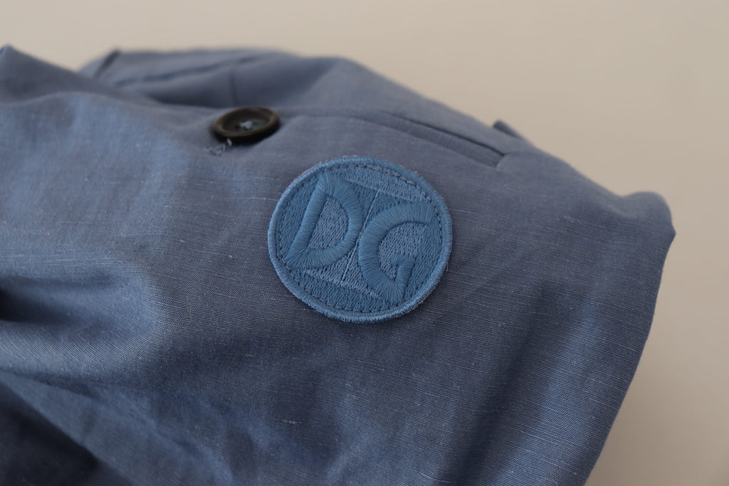 Dolce & Gabbana Blaue Leinen Chino Herren Formal Hosen
