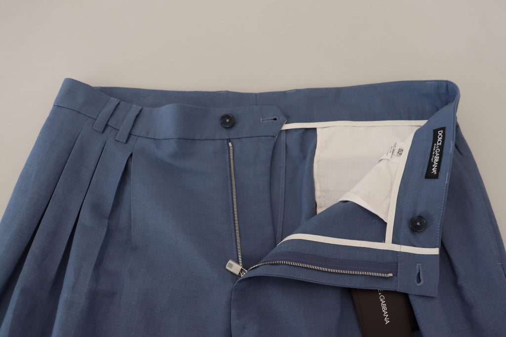 Dolce & Gabbana Blaue Leinen Chino Formal Hose