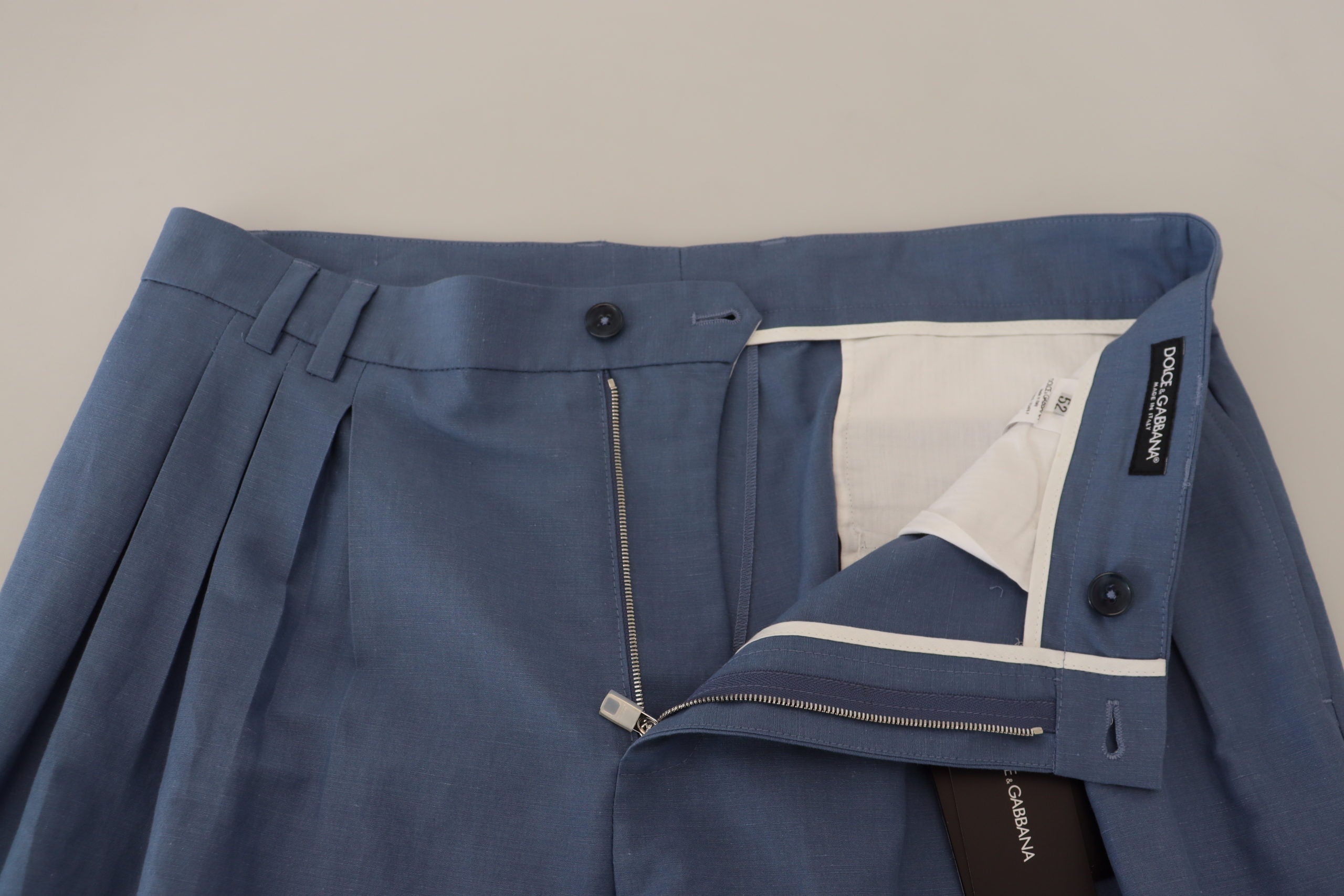 Dolce & Gabbana Blaue Leinen Chino Formal Hose