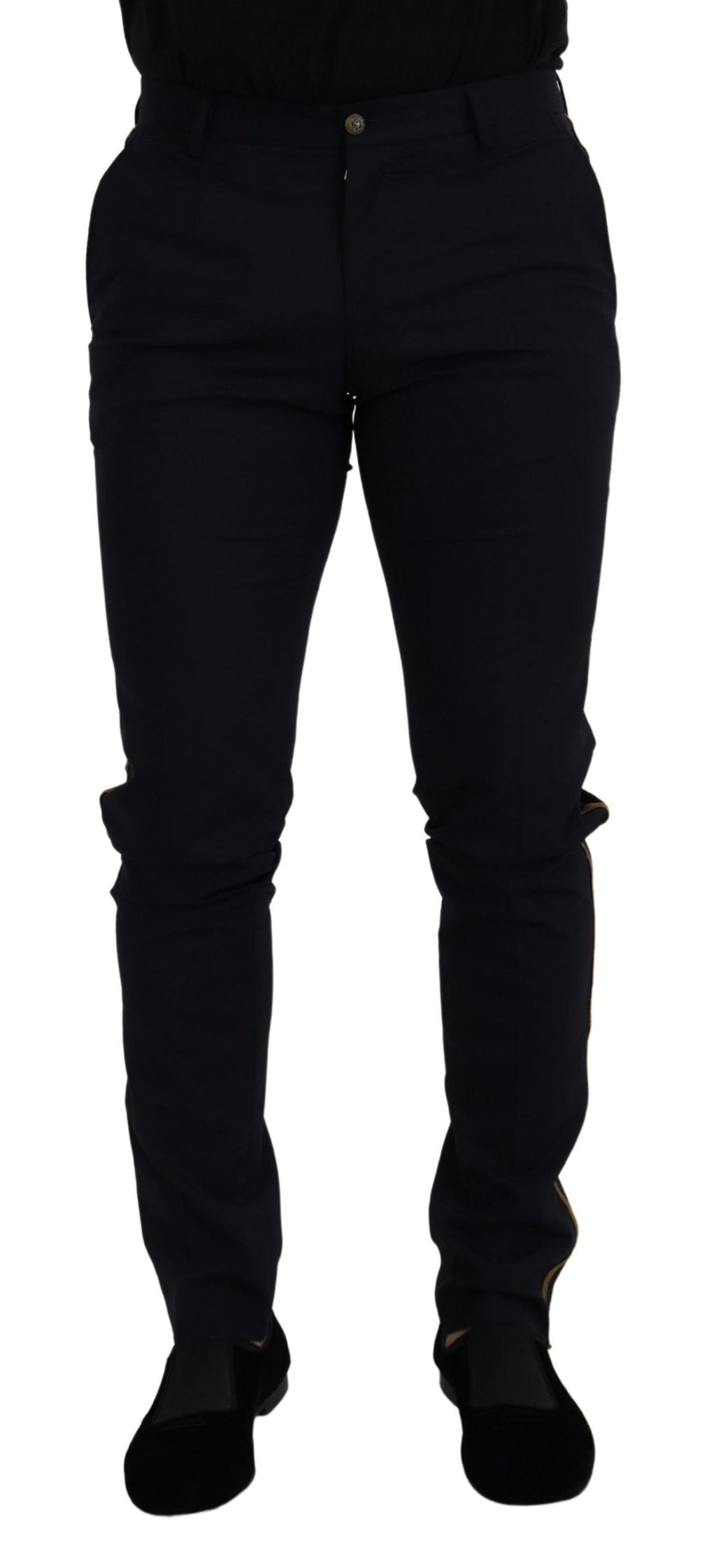 Dolce & Gabbana Schmale formelle Hose aus schwarzer Wolle