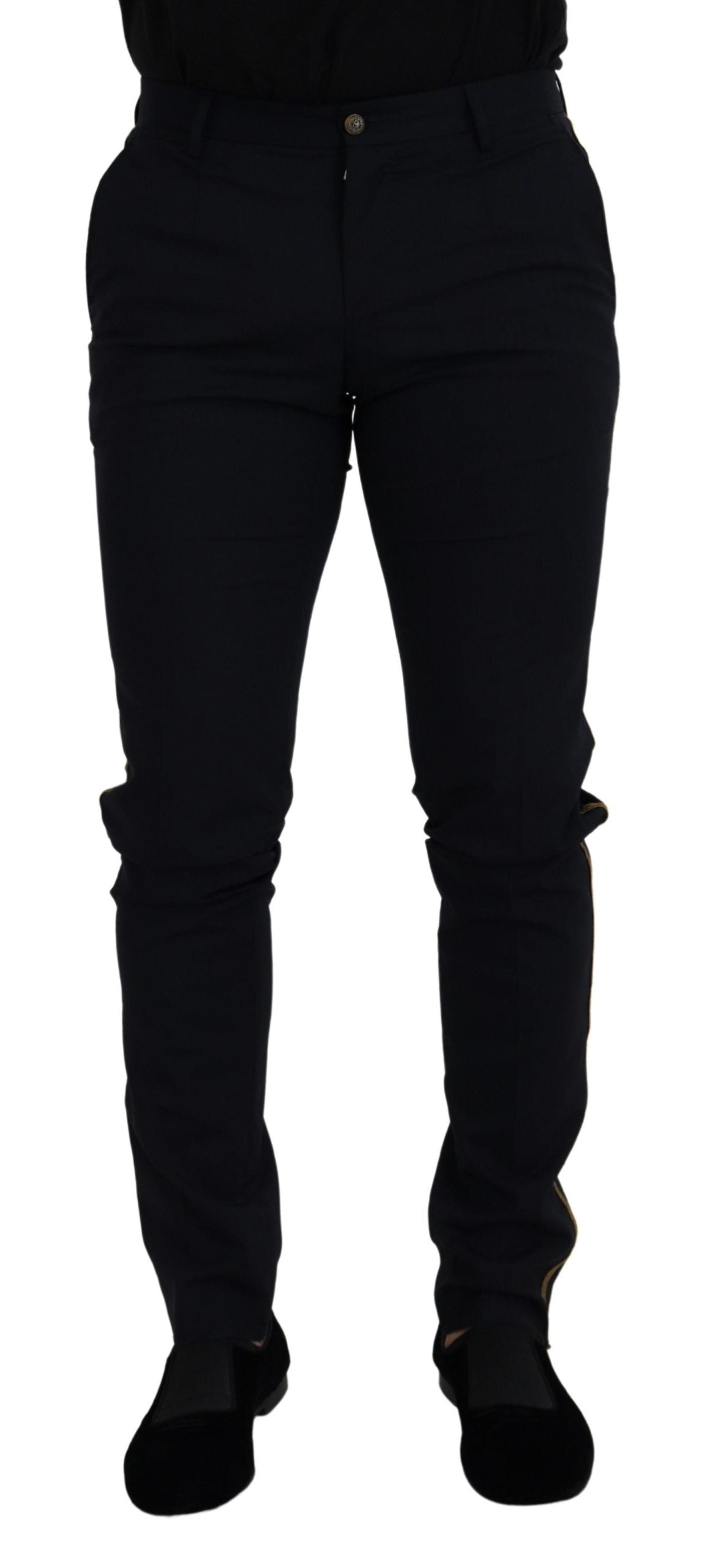 Dolce & Gabbana Schmale formelle Hose aus schwarzer Wolle
