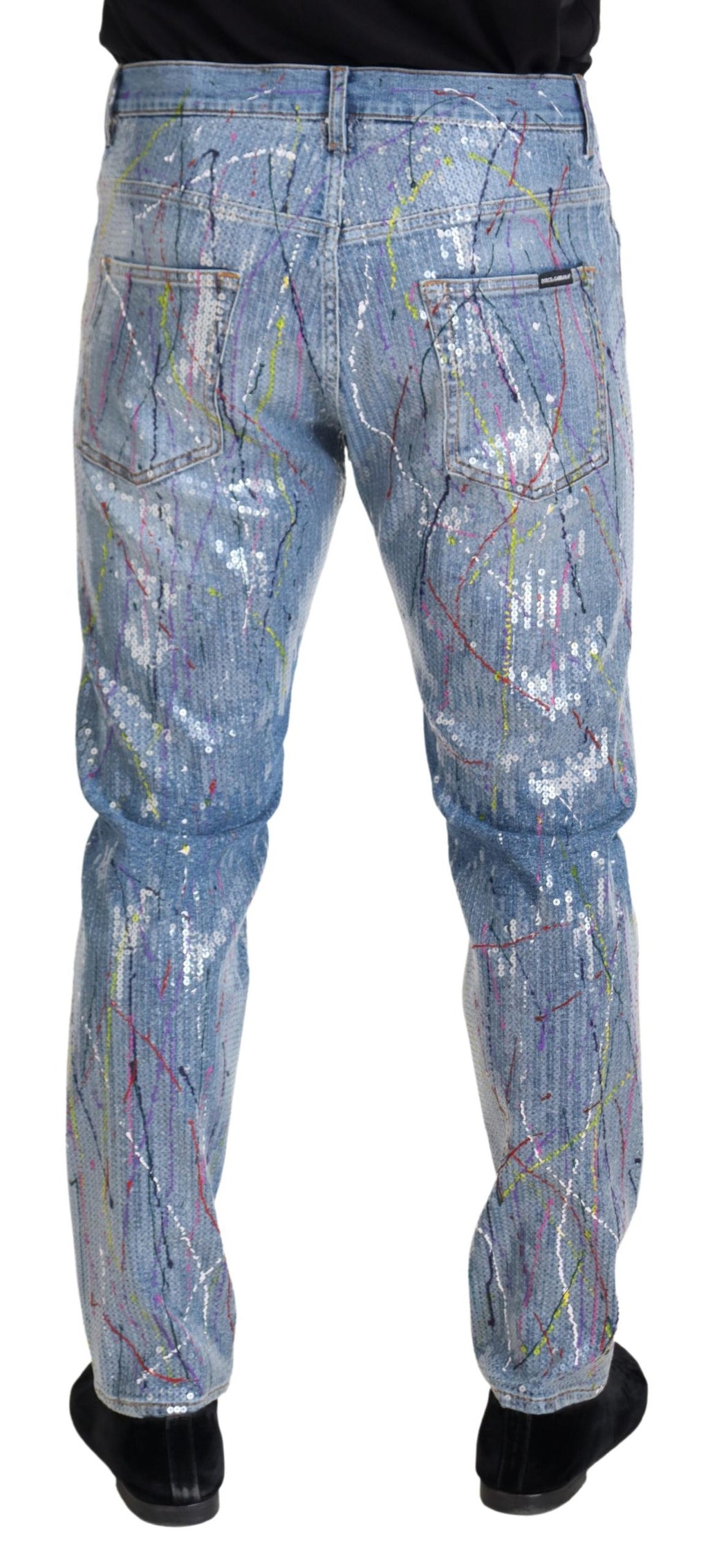 Dolce & Gabbana Blaue Baumwoll-Denim-Jeans mit Farbspritzern