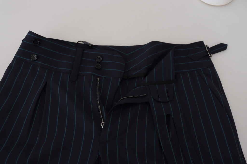 Dolce & Gabbana Blau gestreifte Herren Formal Hosen