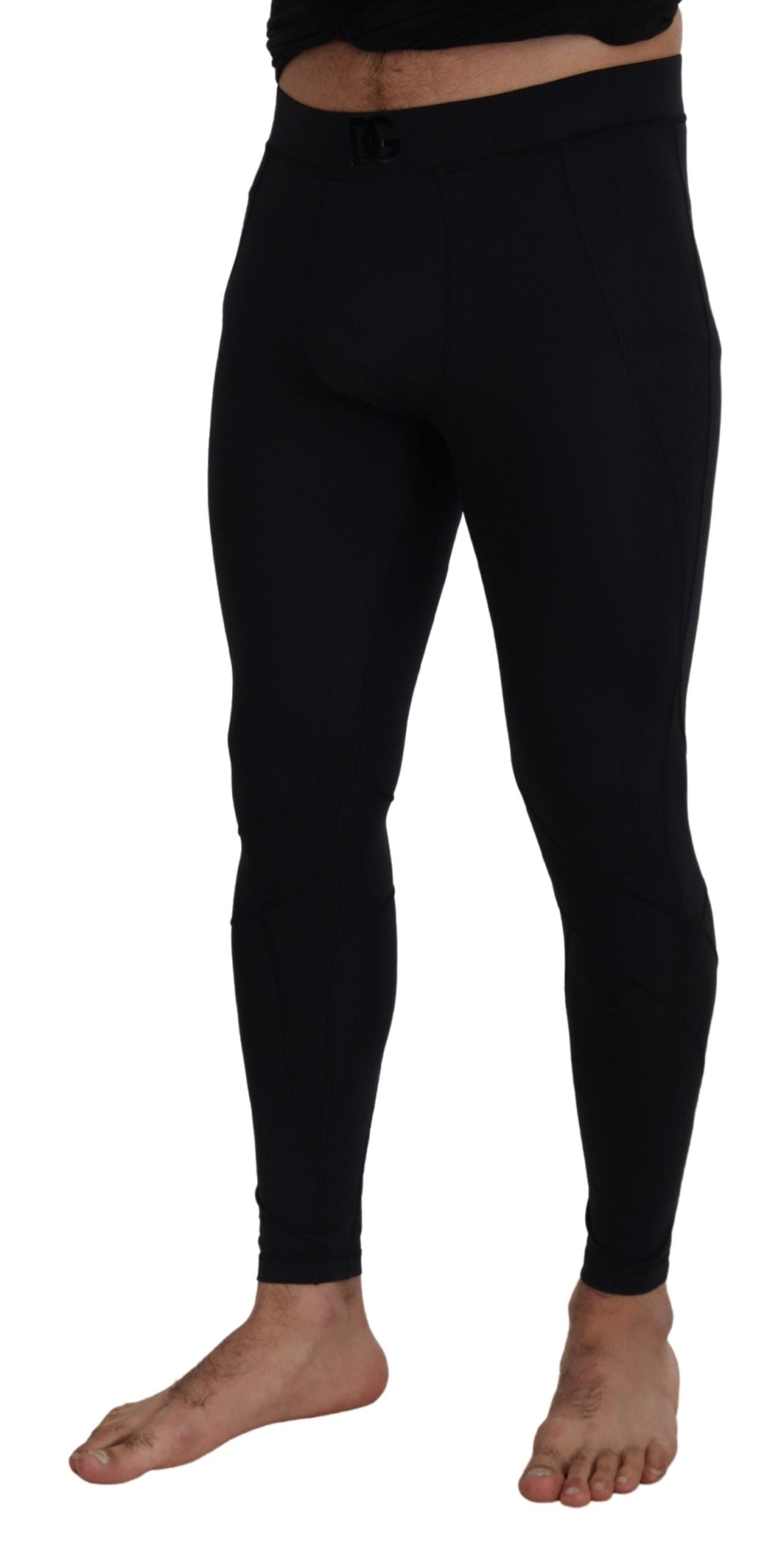Dolce & Gabbana Schwarze Nylon Slim Fit Stretch-Hose