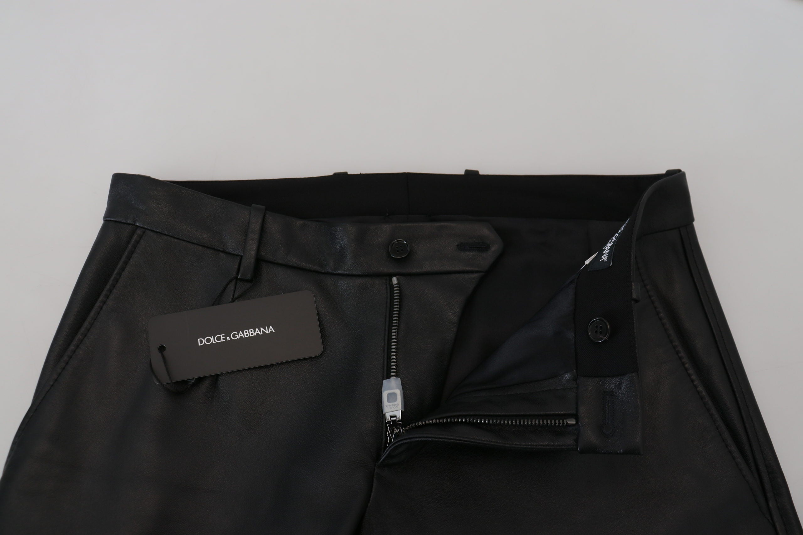 Dolce & Gabbana Black Glossy Stretch Skinny Trousers