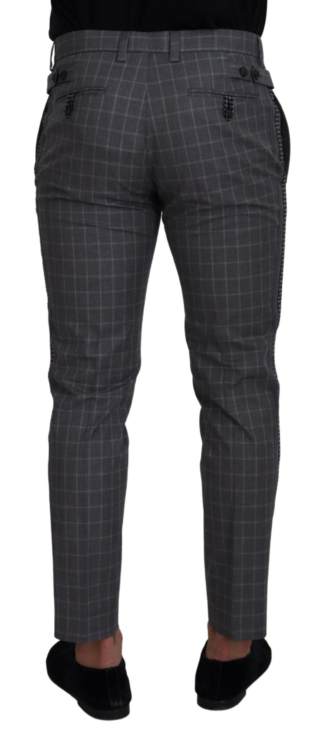 Dolce & Gabbana Grau karierte Chino-Hose aus Baumwolle