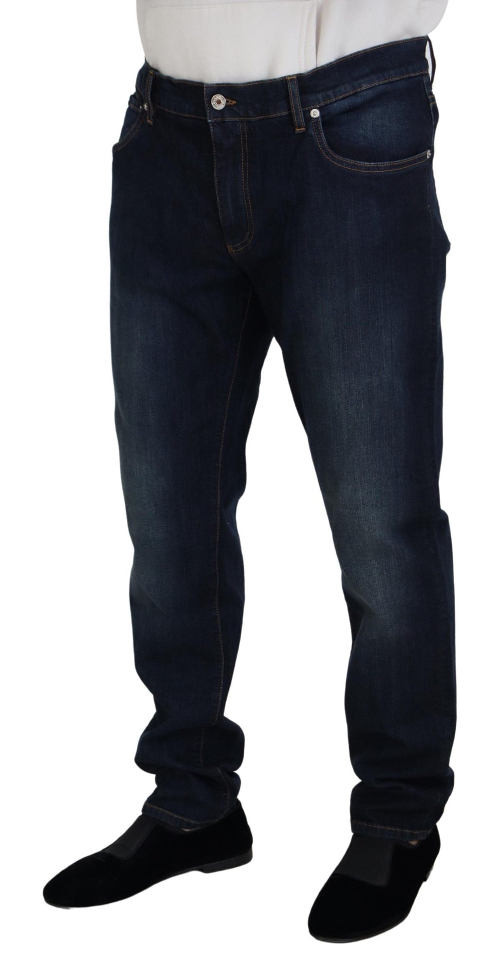 Dolce & Gabbana Blaue Baumwolle Straight Fit Casual Denim Jeans