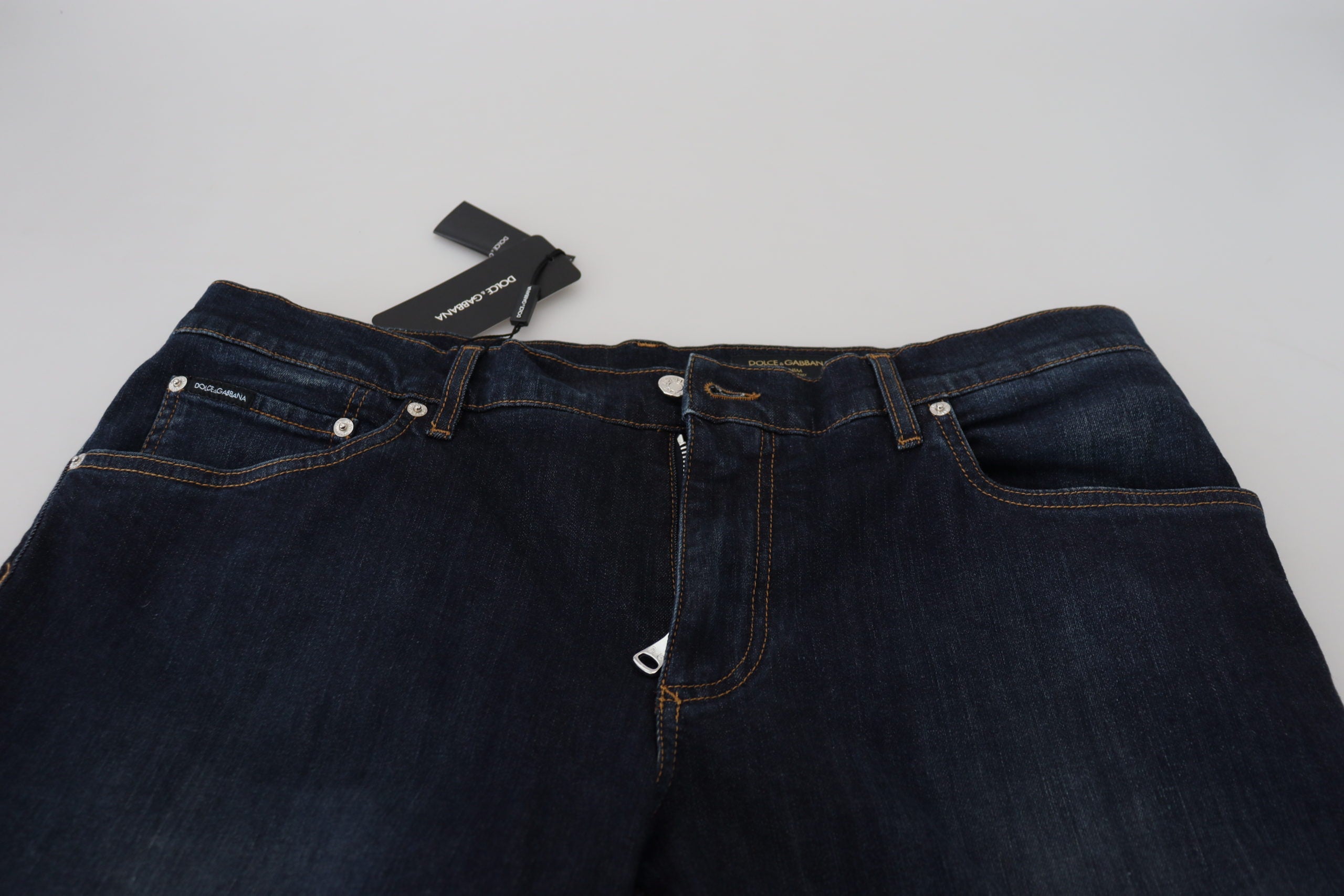 Dolce & Gabbana Blaue Baumwolle Straight Fit Casual Denim Jeans