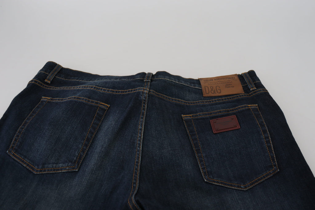 Dolce & Gabbana Blaue Baumwolle Straight Fit Casual Denim Jeans