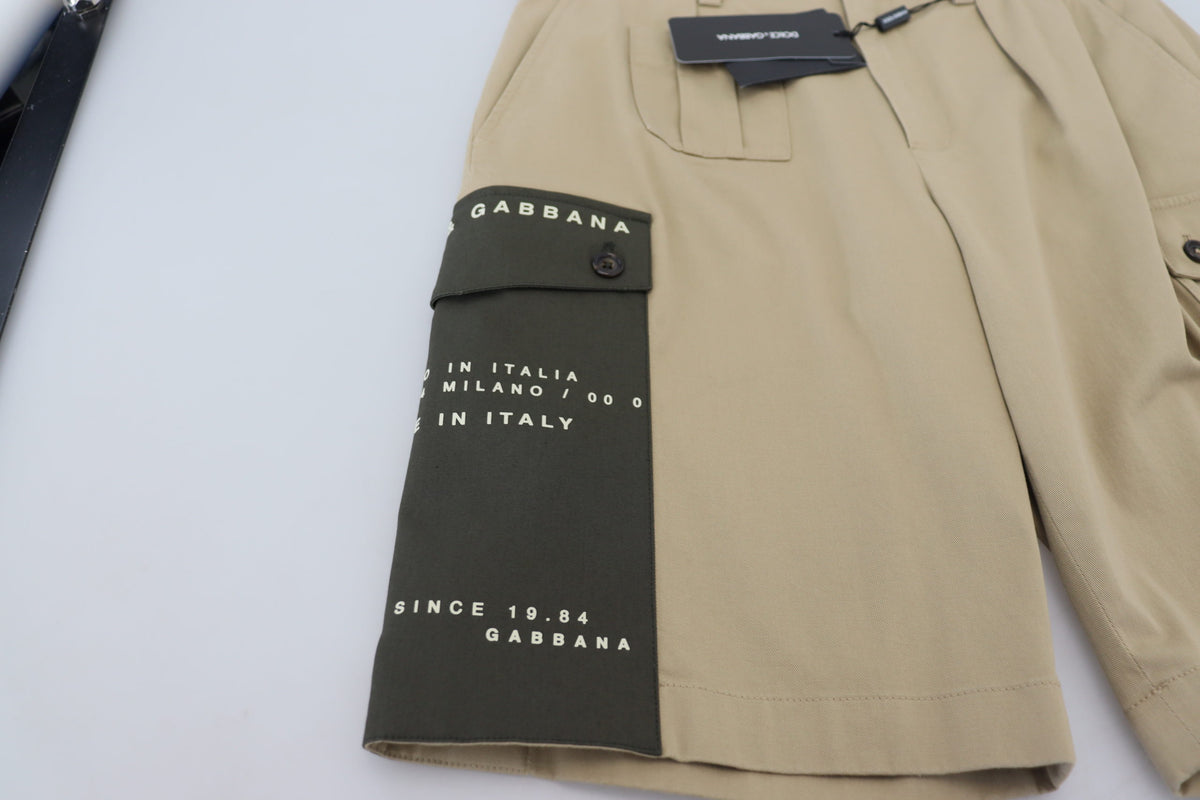 Dolce & Gabbana Beigefarbene Cargo-Bermudashorts aus Baumwolle