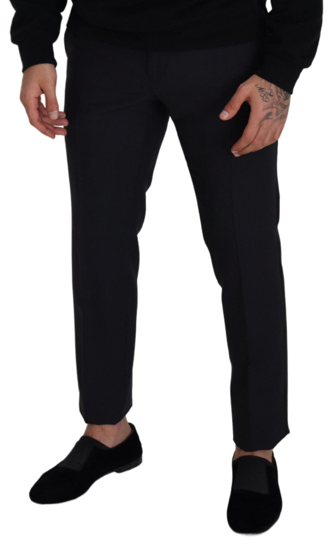 Dolce & Gabbana Schwarze Wolle Herren Formal Hosen