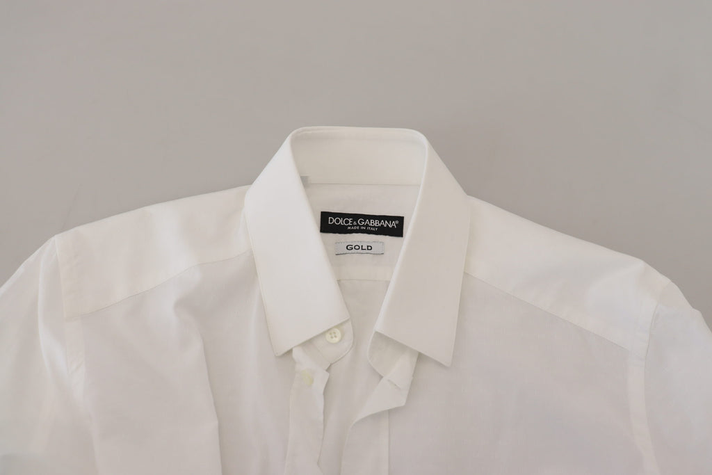 Dolce & Gabbana Weißes Baumwollhemd Slim Fit Formal Dress GOLD