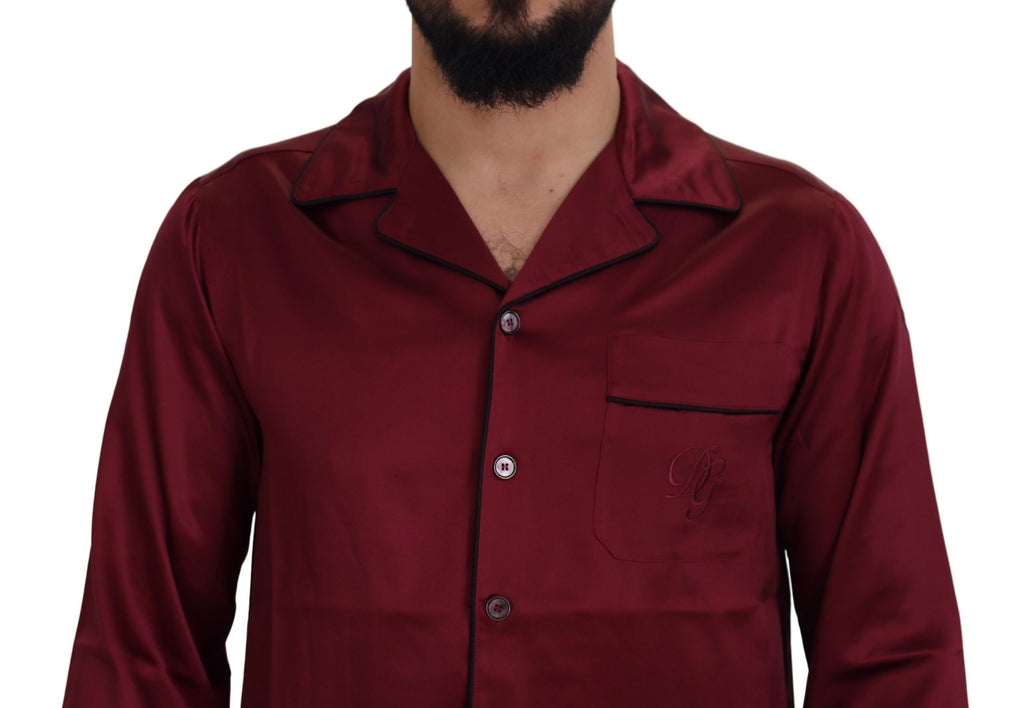Dolce & Gabbana Rotes Seiden-Lounge-Top Pyjama-Schlafanzug-Shirt