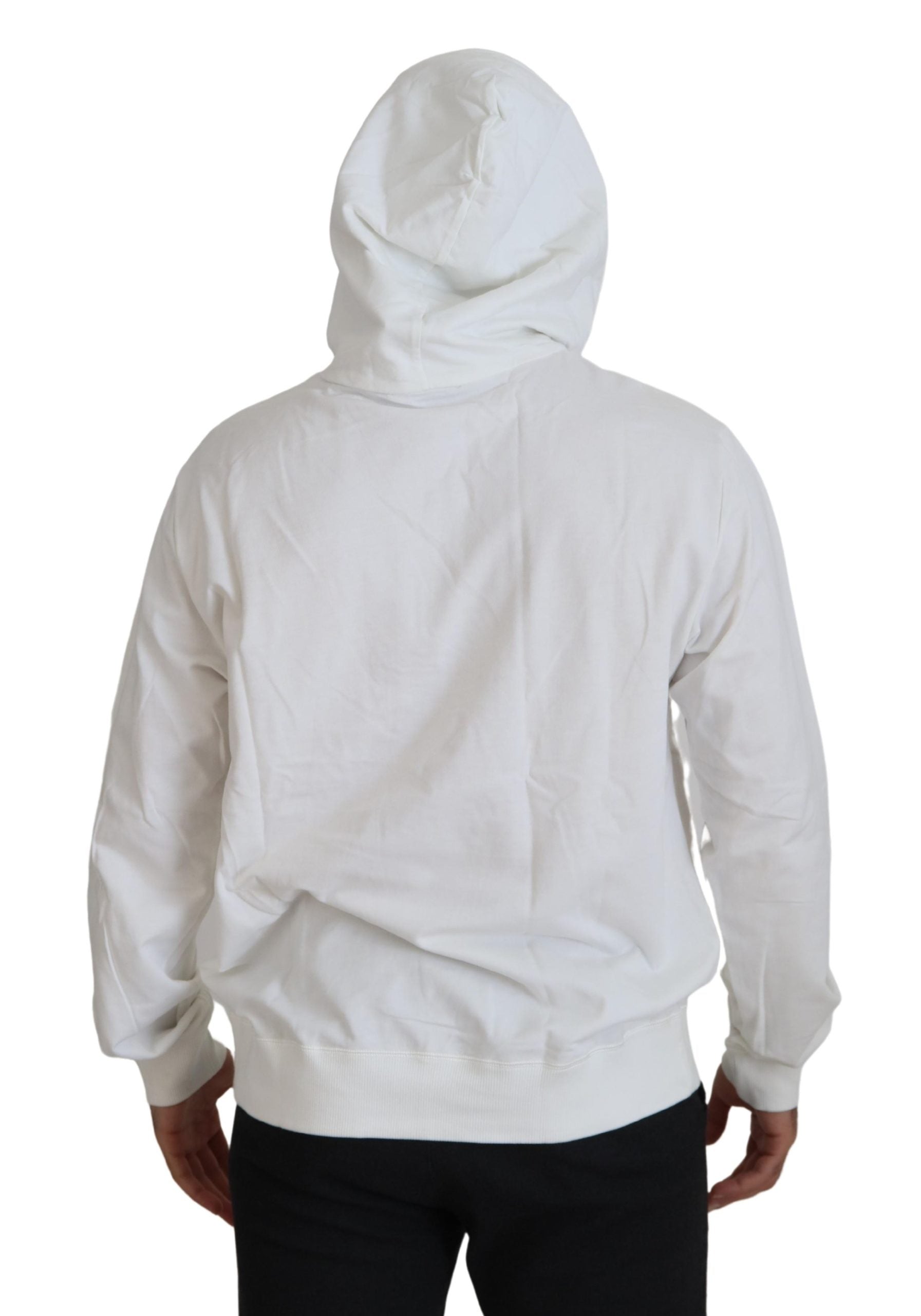 Dolce & Gabbana Weißes Baumwoll-Sweatshirt mit Kapuze Pullover